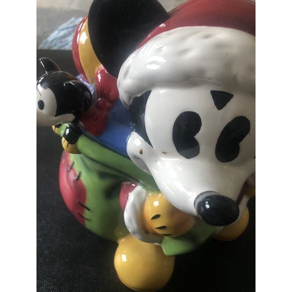 Vintage Disney Santa Clause Mickey Mouse Christmas Cookie Jar Holiday Decor READ - Picture 2 of 11